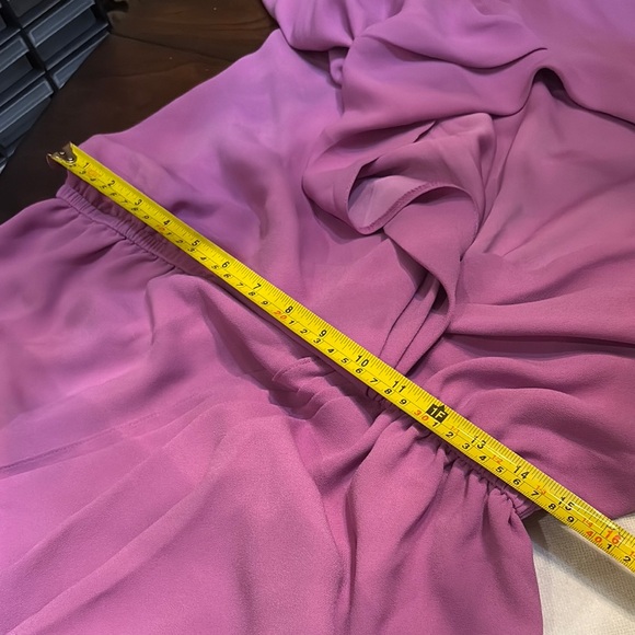 💜Trina Turk Cross front drape detail elastic waist Flutter Sleeves dress - Picture 8 of 9